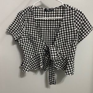 tie front gingham shirt